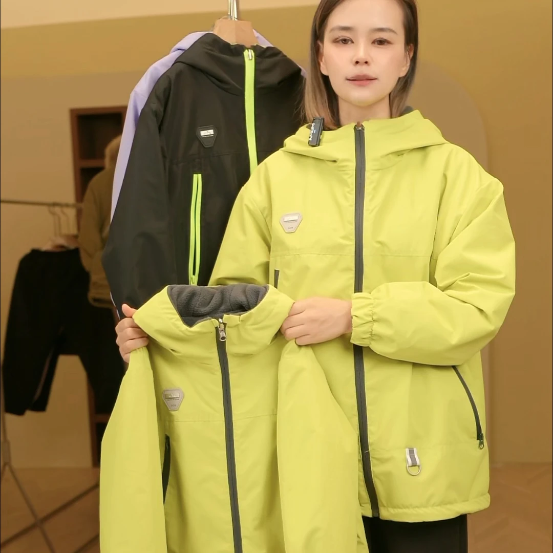 G8886双面穿加绒冲锋衣防风防水防污冬季保暖上衣外套