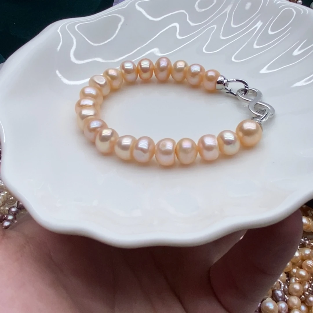 银S925镶嵌淡水珍珠天然淡水珍珠无人工干预6