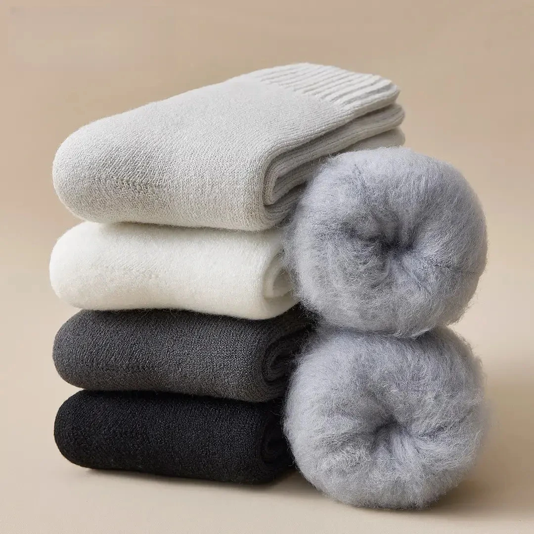 厚袜子男冬季保暖中筒袜加绒加厚仿羊绒长筒袜男士潮流无骨防臭