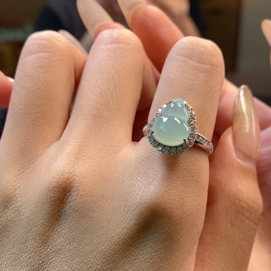 翡翠银S925镶嵌戒指15709