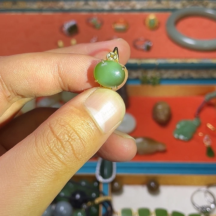 和田玉（碧玉）银S925镶嵌戒指