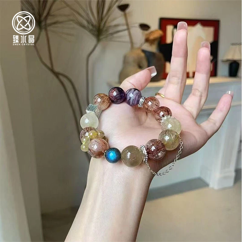 【设计款】紫幽灵黑金超多宝水晶手链轻奢ins风女生高级感手饰