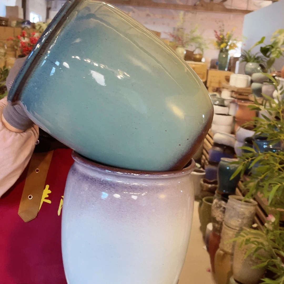 紫砂花盆高度25口径19