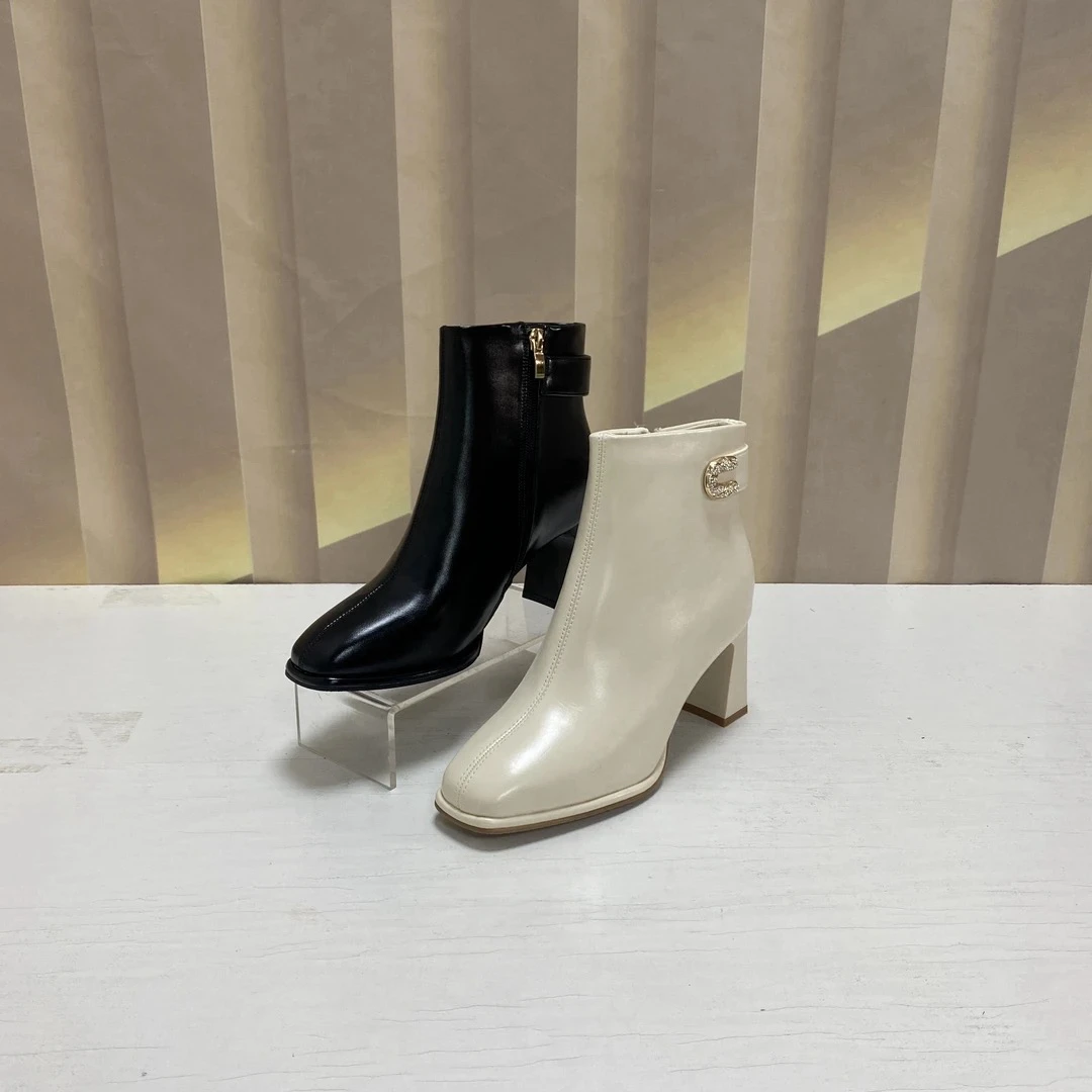 A2252秋冬时尚百搭粗跟加绒短靴F