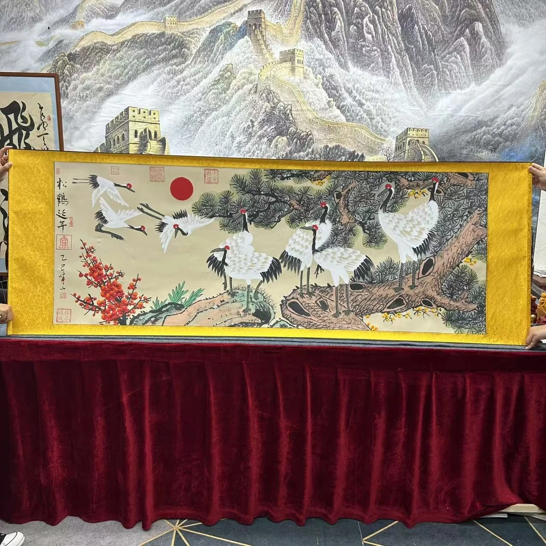 魏峰山-《松鹤延年》精品国画-200X70cm