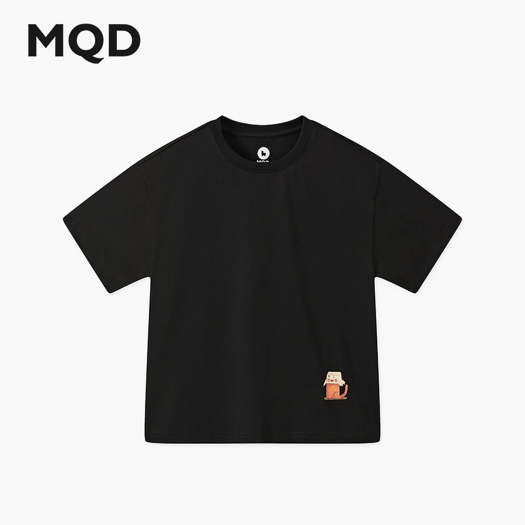 MQD童装25夏季新品学院风卡通短袖涂鸦字母亲肤轻薄T恤9652W0396