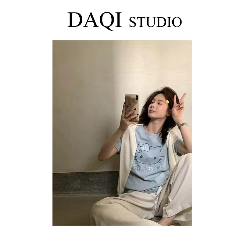 【大头猫咪】夏季卡通可爱休闲百搭通勤短袖T恤G143-5XW125