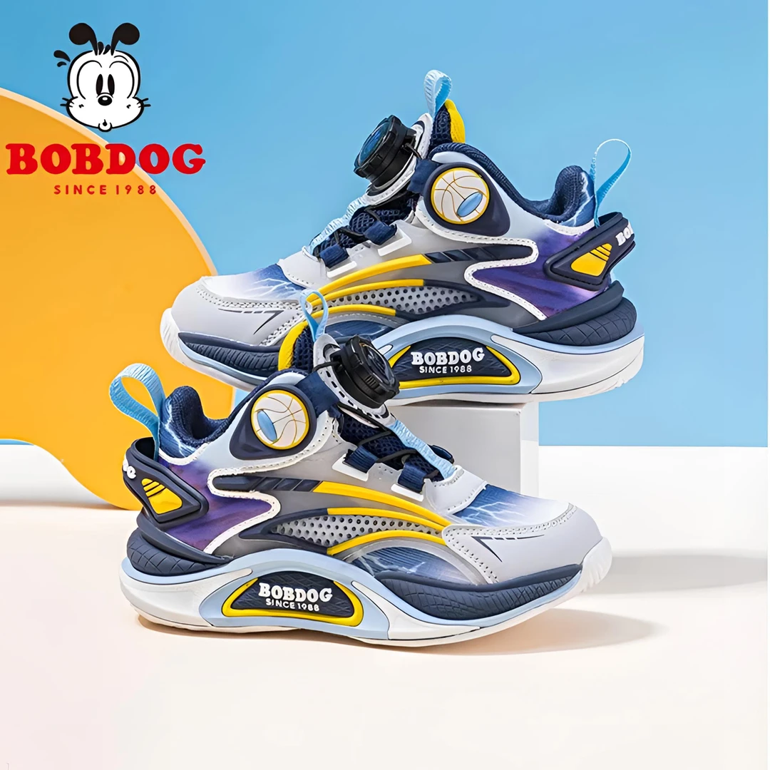 巴布豆男童篮球鞋春秋网面透气儿童运动鞋软底中大童跑鞋女童鞋子