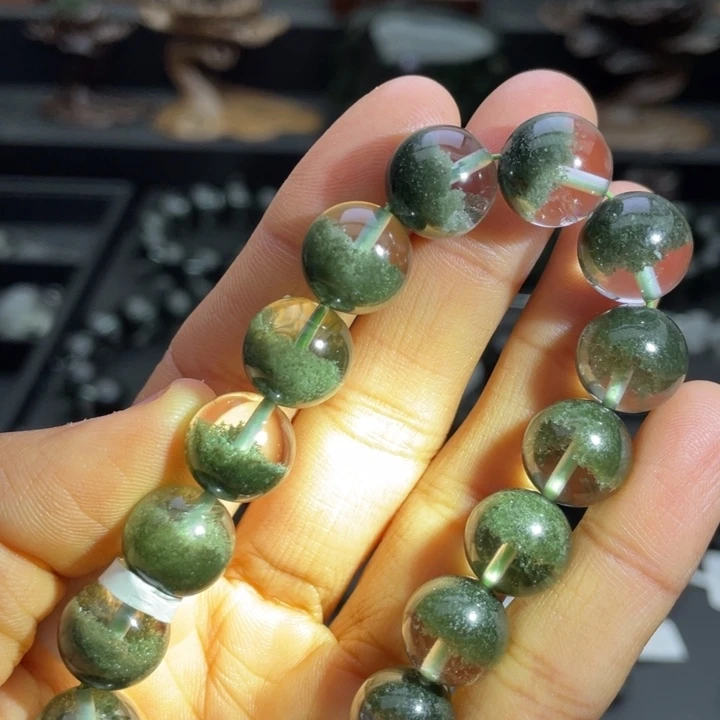 水晶未镶嵌手链绿幽灵聚宝盆12