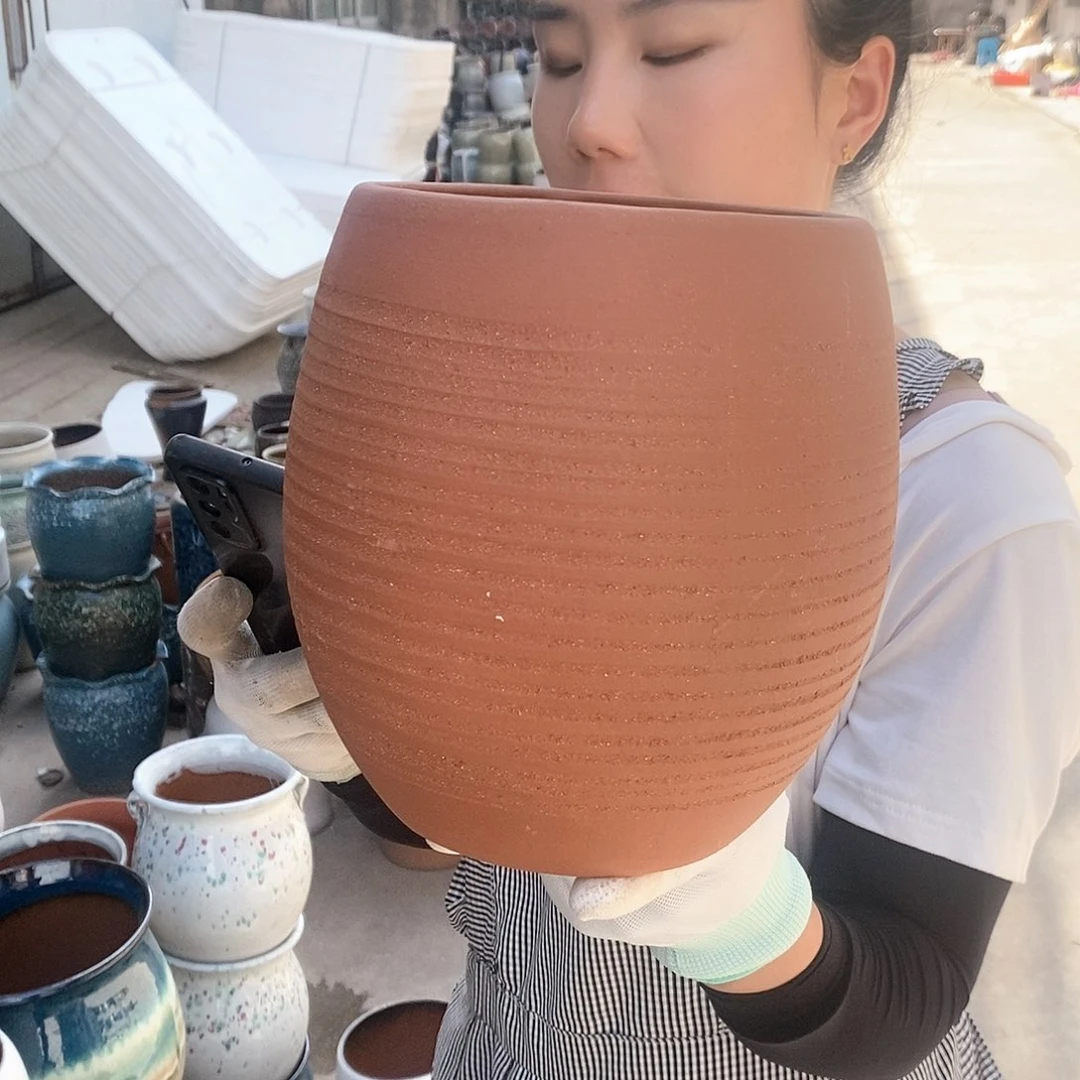 紫砂花盆瑕疵口16高21