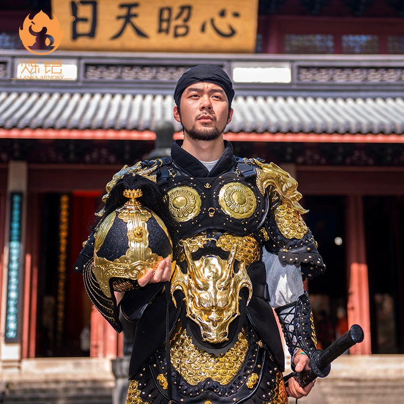 炼铠  唐宋明光耀金墨云鳍边鱼鳞大将军甲-温陈华中国甲胄