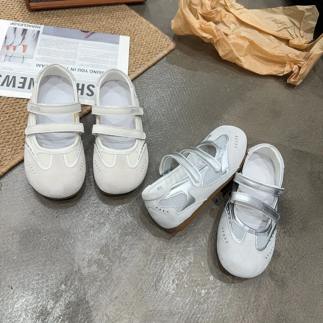 105-8 真皮拼接网面女魔术贴软底轻盈透气休闲鞋舒适百搭夏季潮女