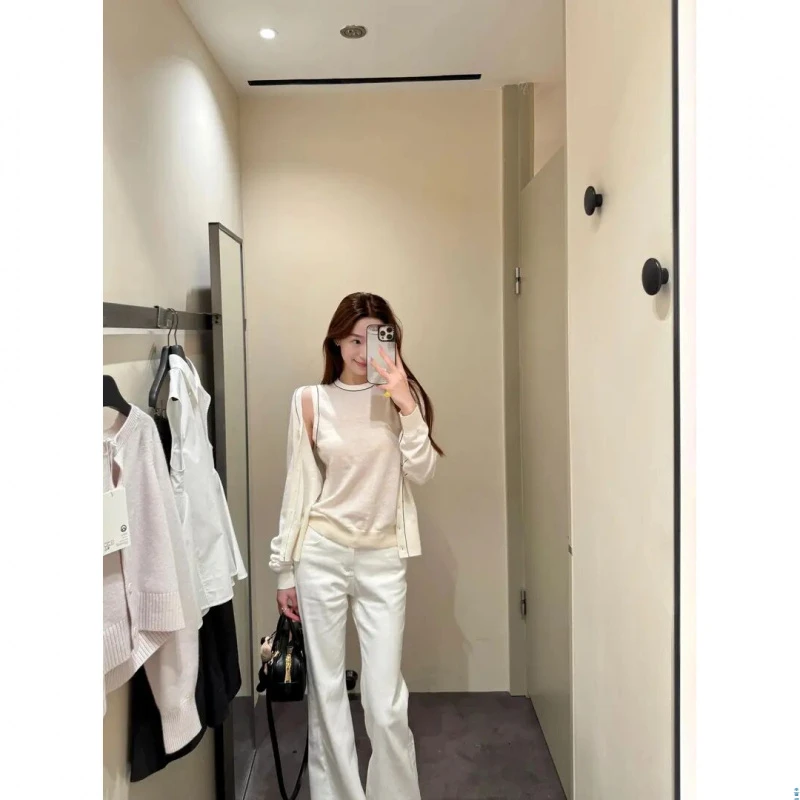 2025早春新款针织开衫吊带背心外套两件套上衣百搭高腰显瘦休闲裤