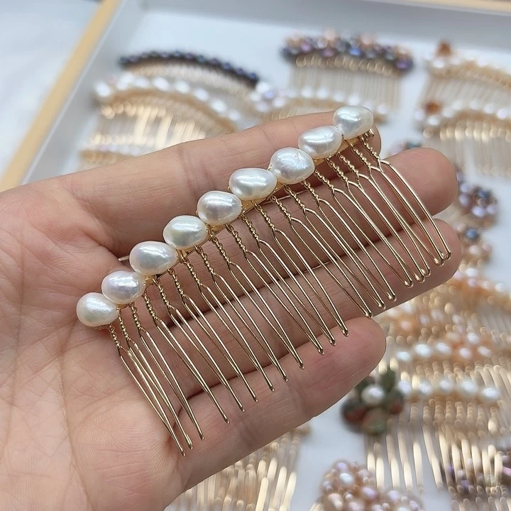 淡水珍珠发饰银S925镶嵌