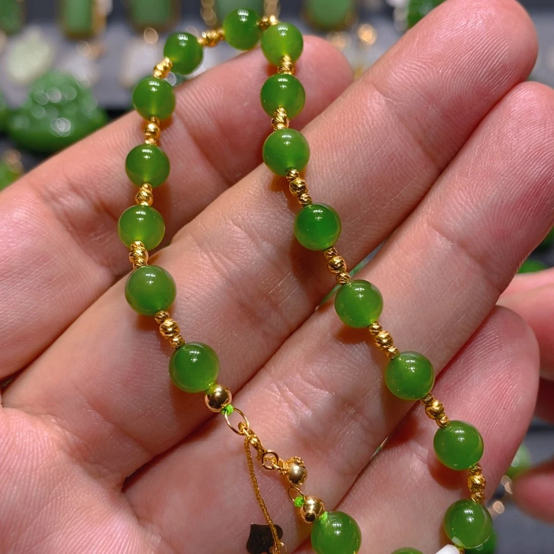 手链18K金镶嵌和田玉（碧玉）