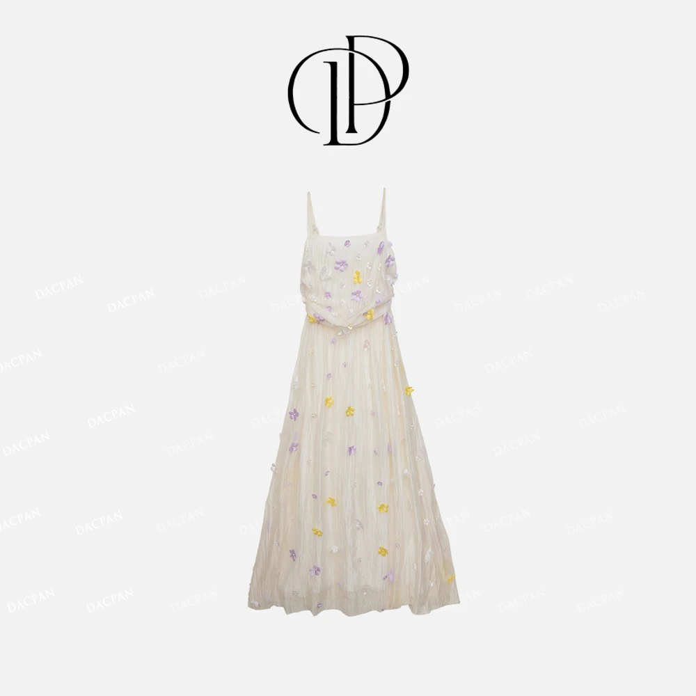 DACPAN-“初恋花海”轻奢手工花朵收腰连衣裙 2025/盼·PP 23623