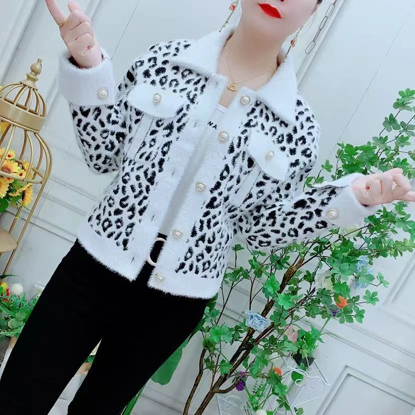 气质短款外套女2025新款秋冬仿水貂绒针织开衫小个子时尚百搭上衣