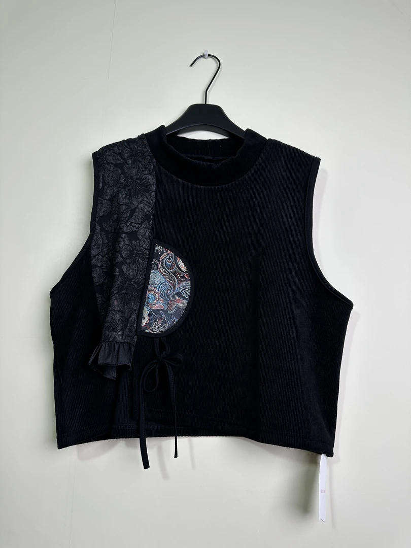 003宽松型挂脖款中国风马夹马甲立领圆领时尚宽松休闲