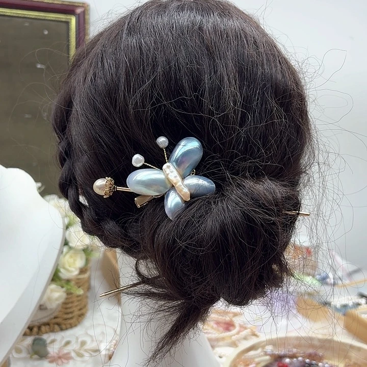 淡水珍珠发饰银S925镶嵌