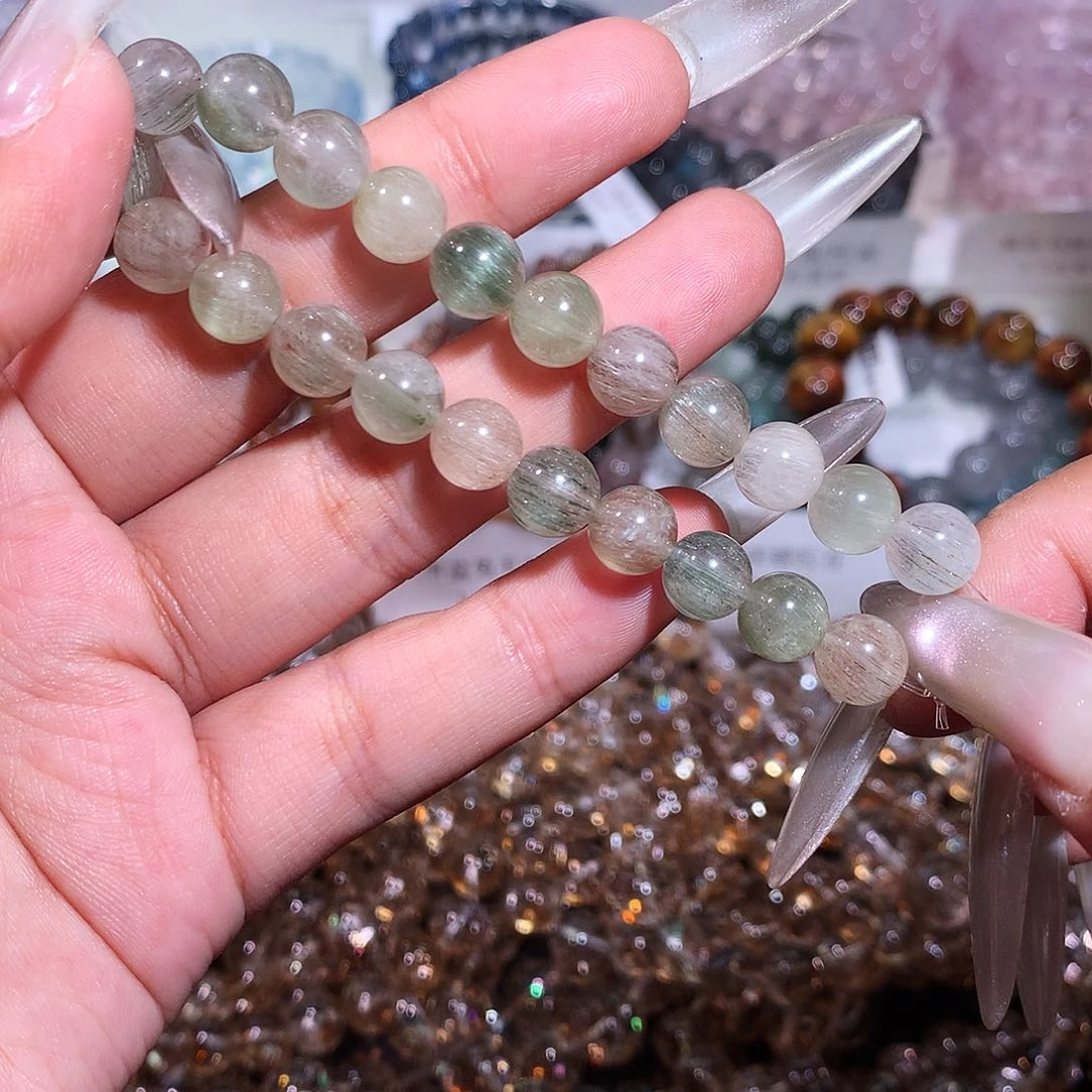 未镶嵌手链水晶（高品冰淇淋绿兔毛8）