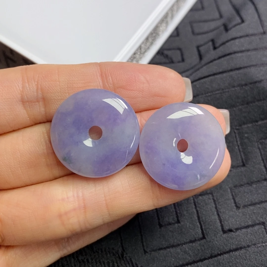 翡翠未镶嵌耳饰紫罗兰甜甜圈