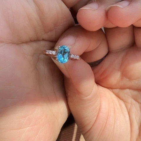 托帕石戒指银S925镶嵌