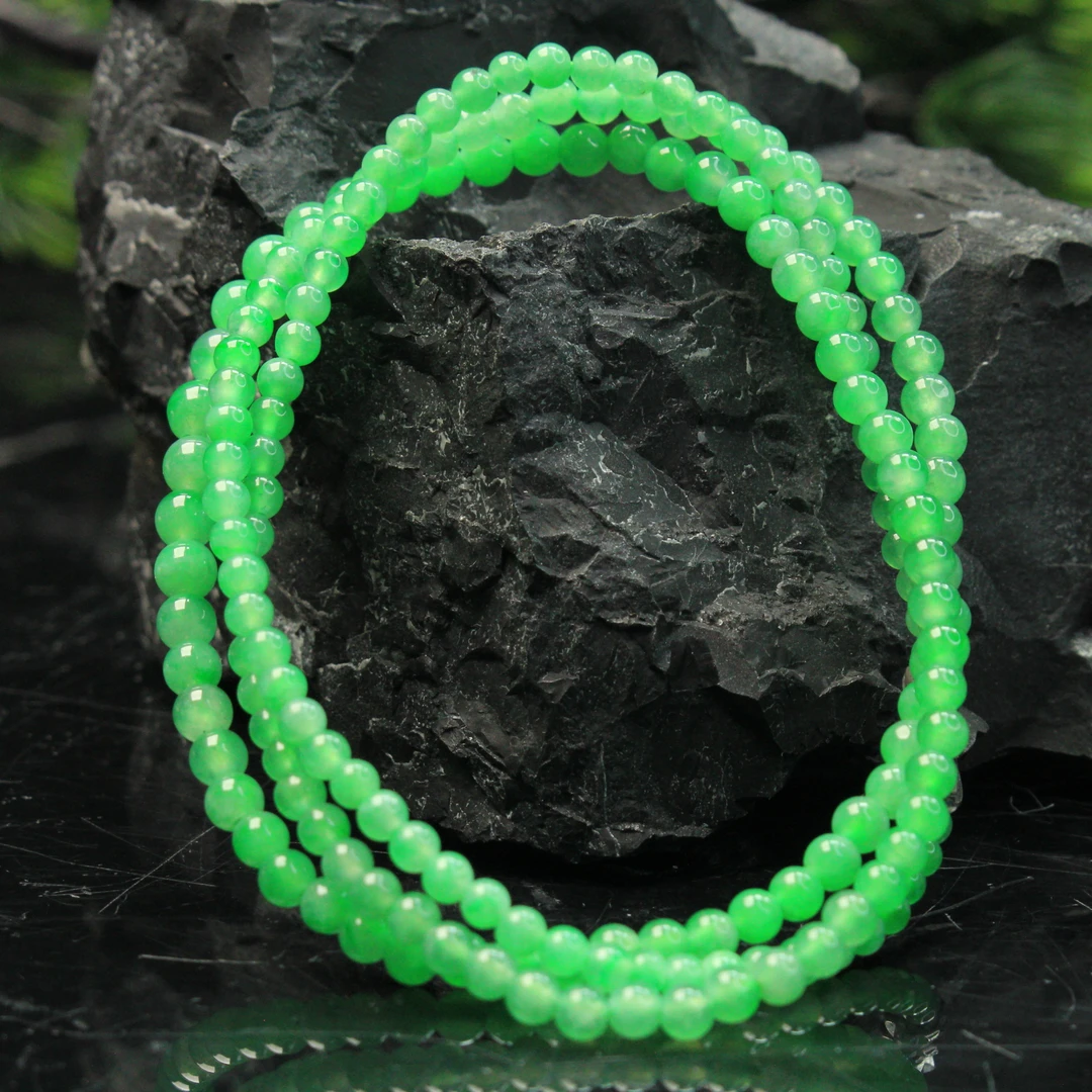 29ZB天然缅甸A货翡翠满绿珠链/901388嘉禾珍宝