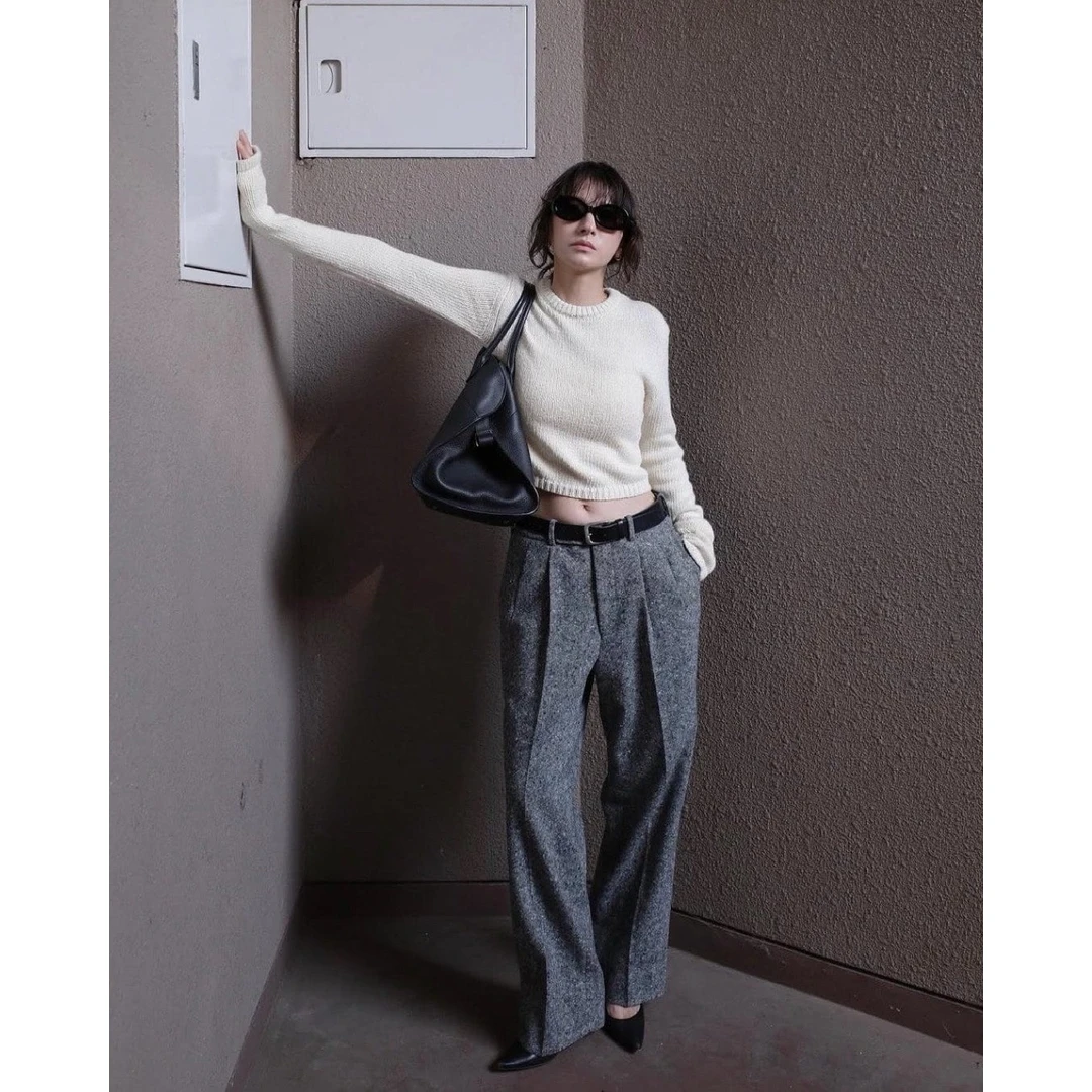 【Montendre】秋季新款 松本 圆领短款长袖上衣扎染老钱百搭针织衫