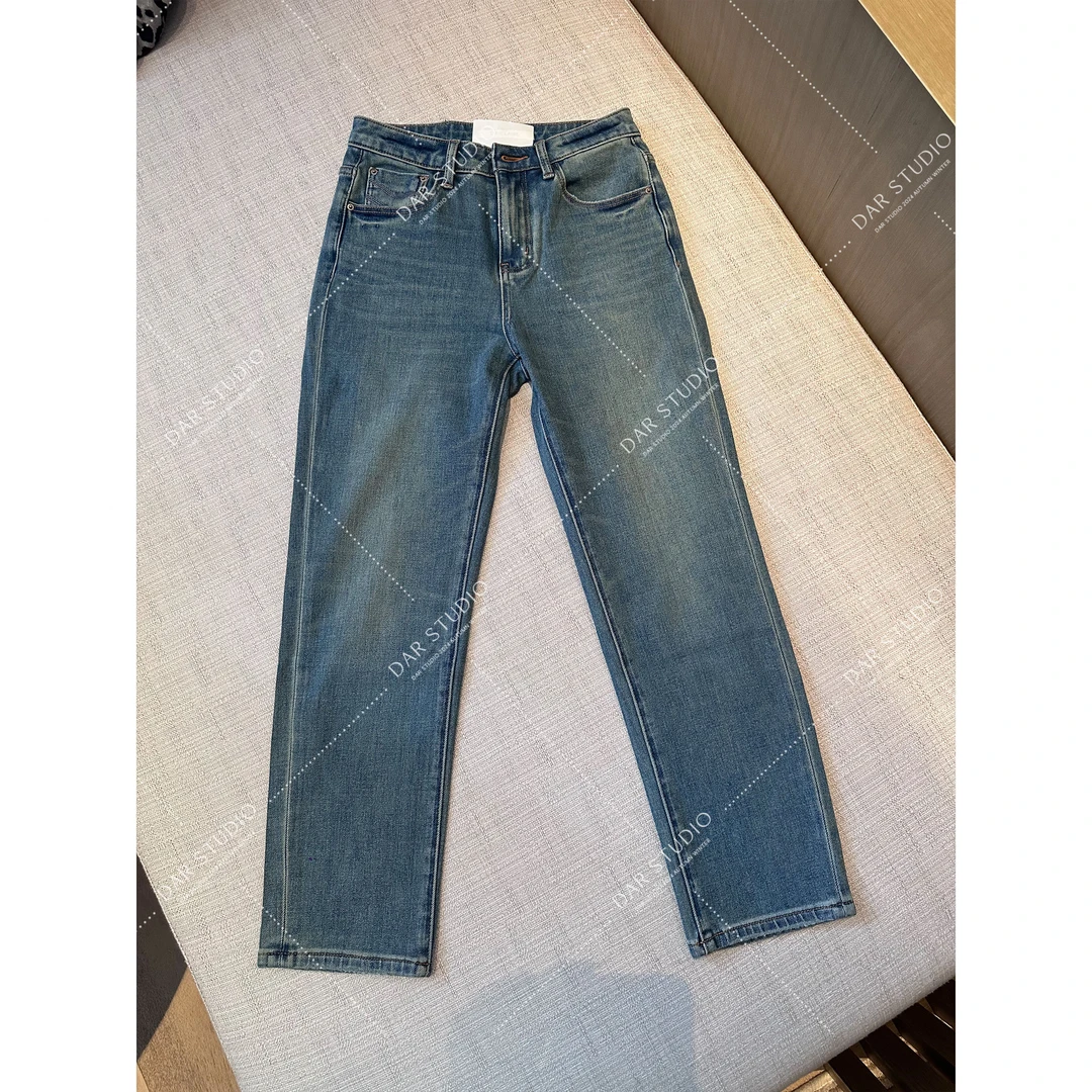 DAR STUDIO 【秋季单品】2025秋季新款烟管百搭四面弹牛仔裤19201