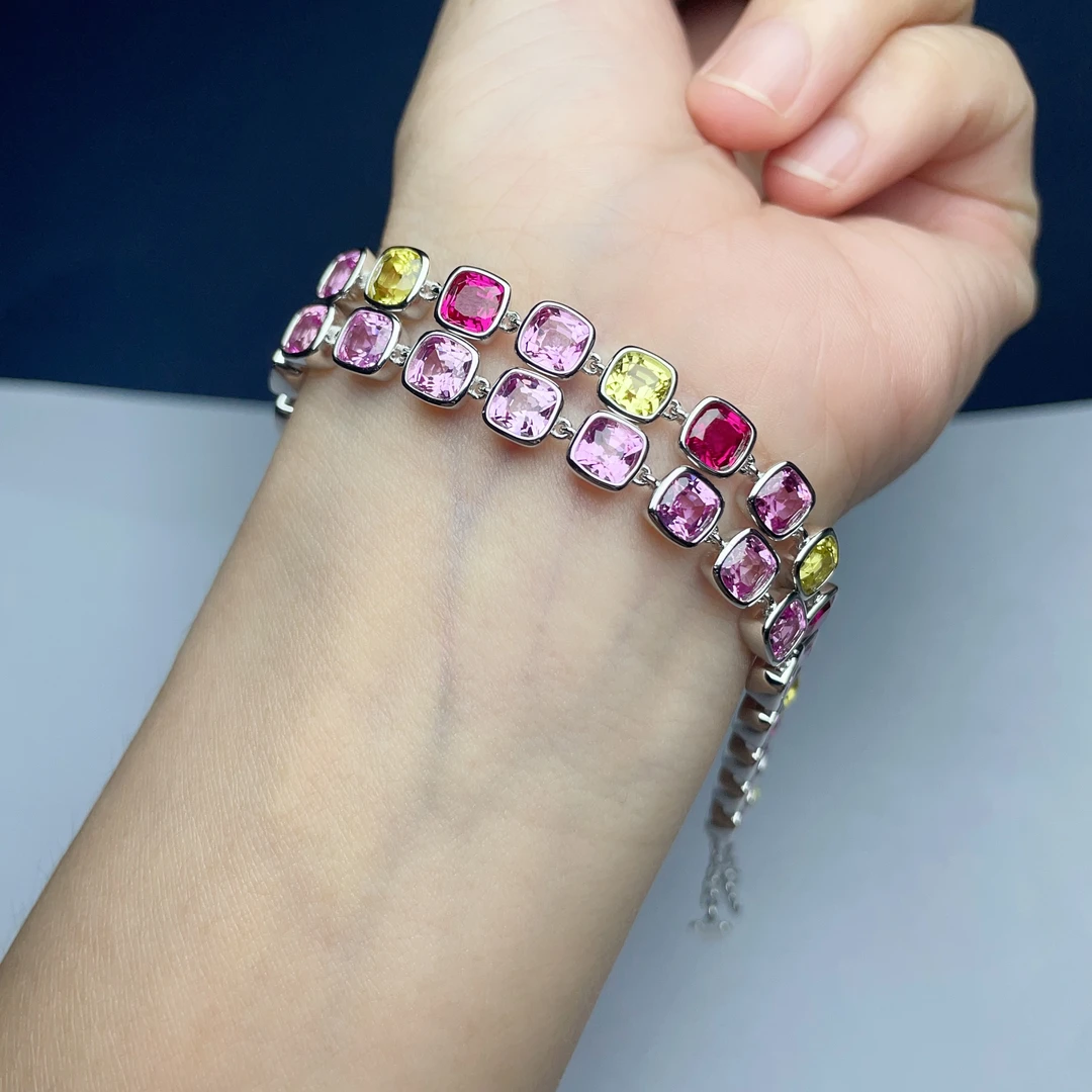 培育蓝宝石培育彩色蓝宝石手链