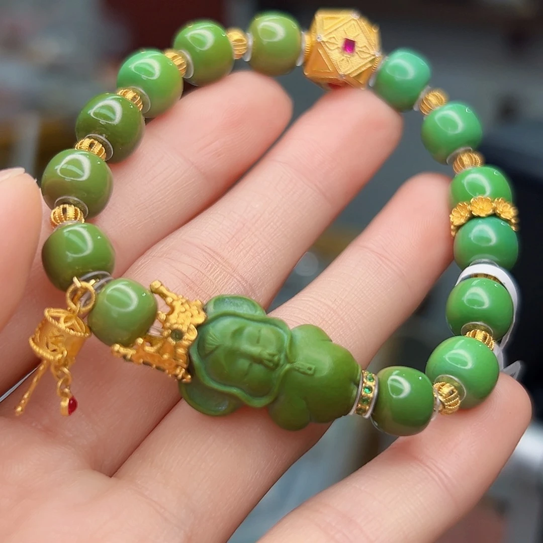 绿松石珠宝奇石18K金镶嵌遇****^