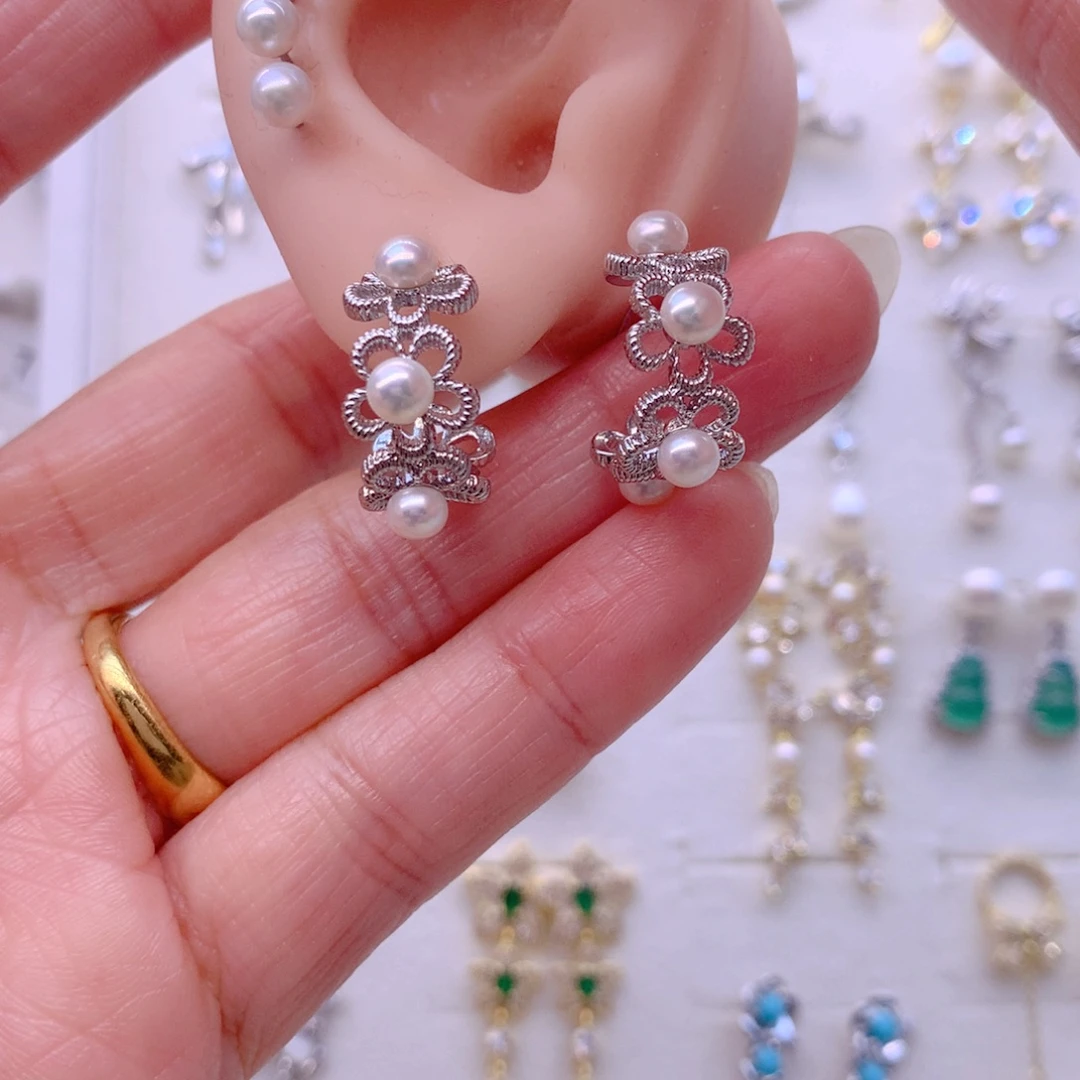 淡水珍珠耳饰合金