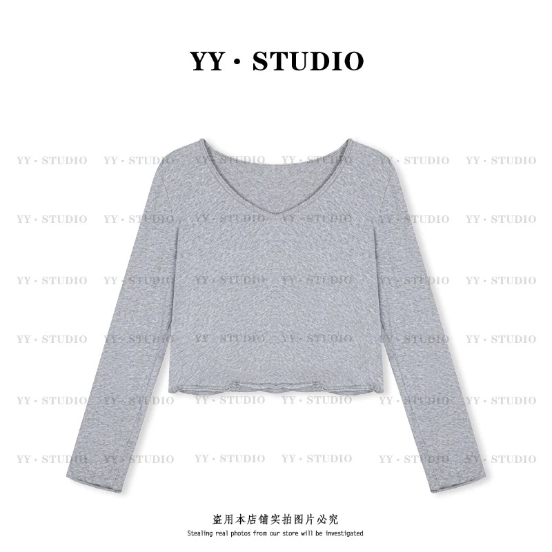 【YANYAN】春夏百搭纯色V领长袖T恤上衣YY-2390