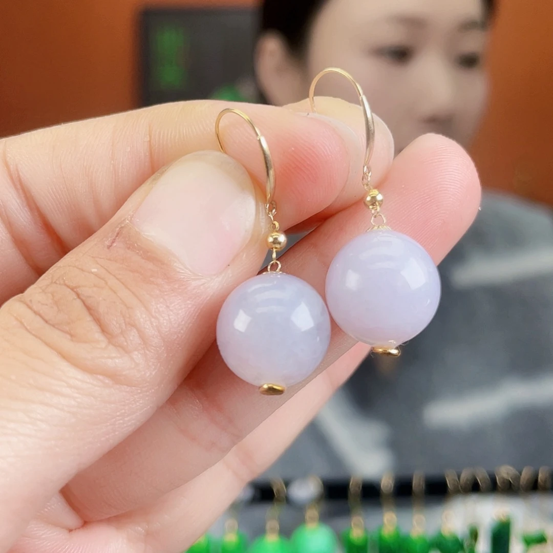 翡翠18K金镶嵌耳饰