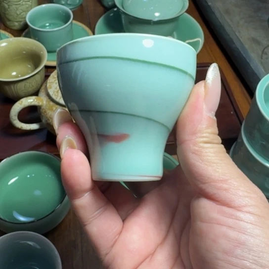 旗***胜摆件龙泉青瓷手工绞胎主人杯