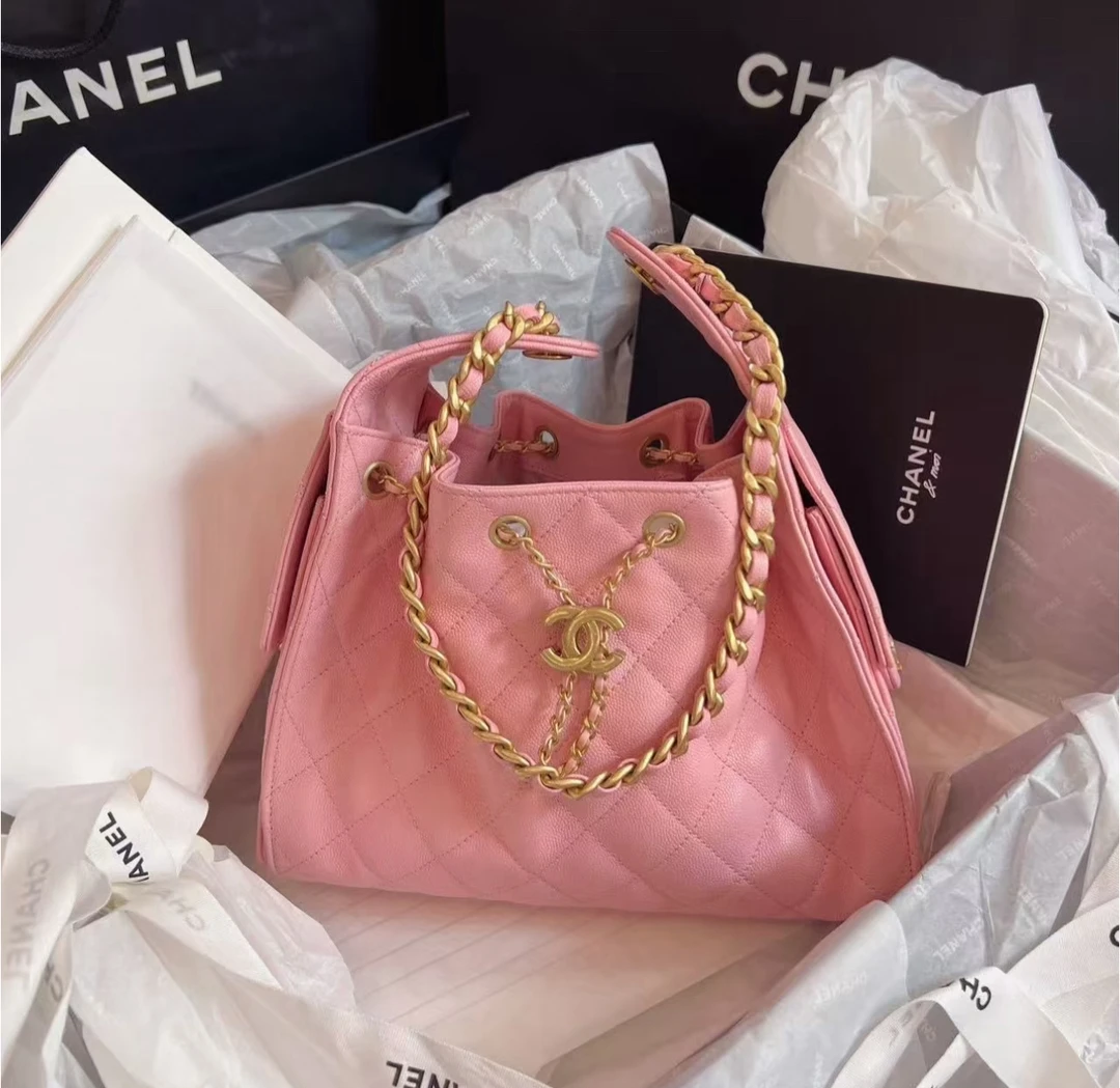 99新 Chanel/香奈儿 多多奢品/香奈儿粉色荔枝牛25bag小号包/99新