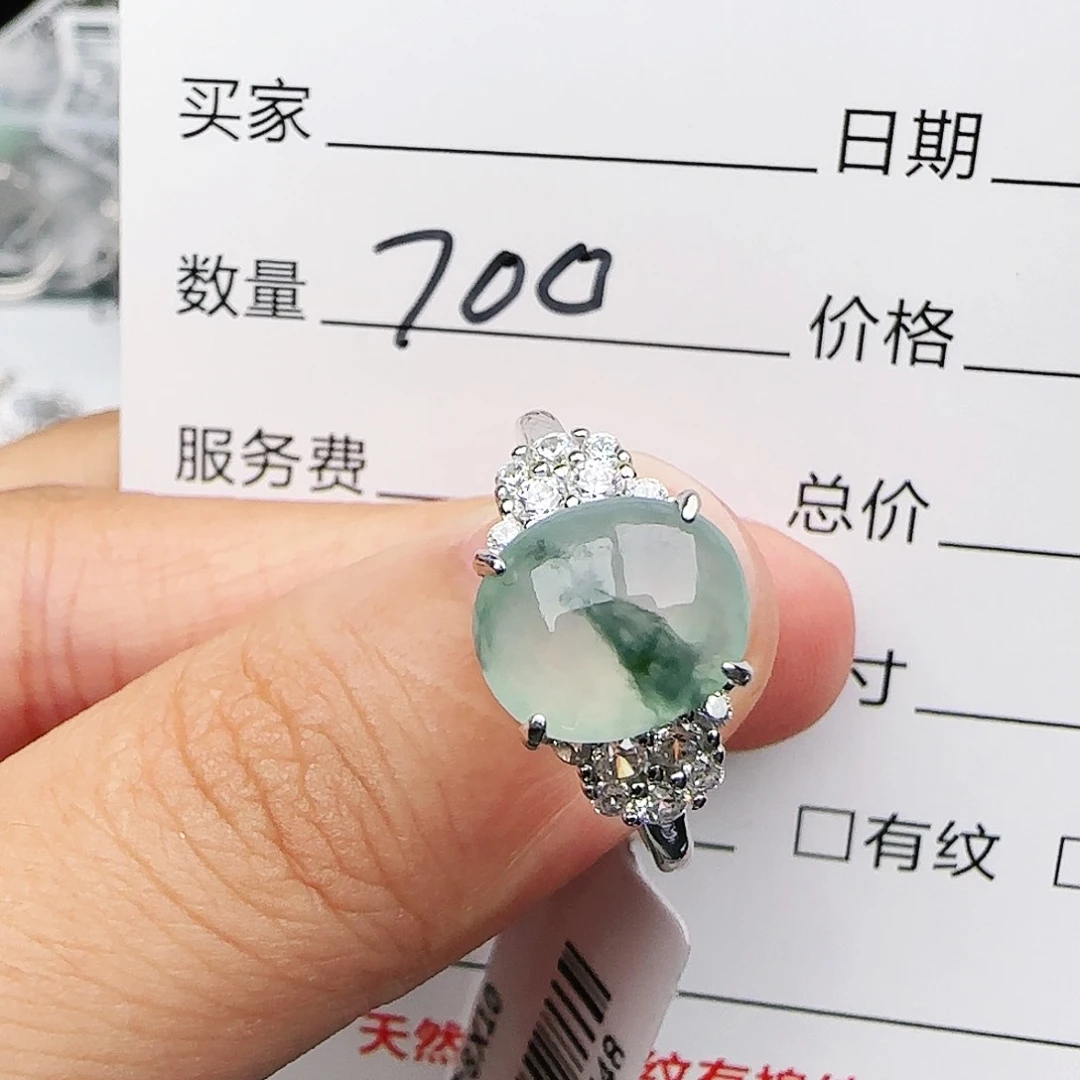 银S925镶嵌戒指翡翠戒指