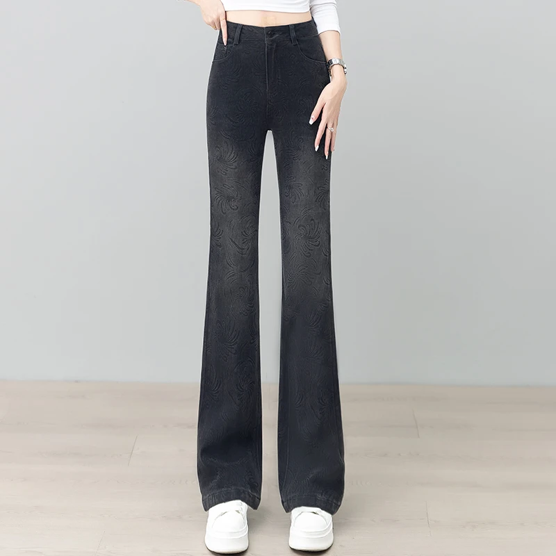 喇叭裤女高腰牛仔裤女款微喇裤子秋季宽松裤子时尚显瘦遮肉长裤