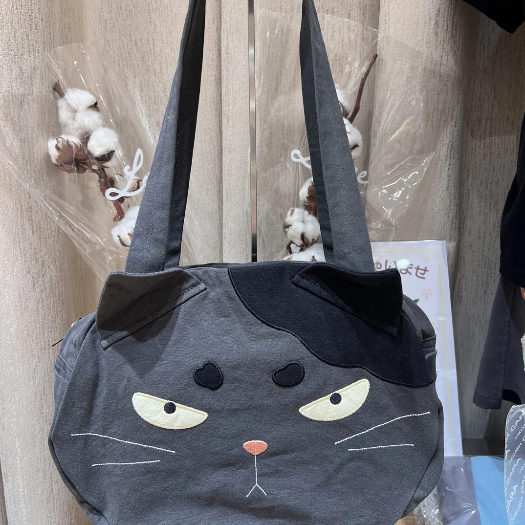 茶丸托特大猫头单肩包