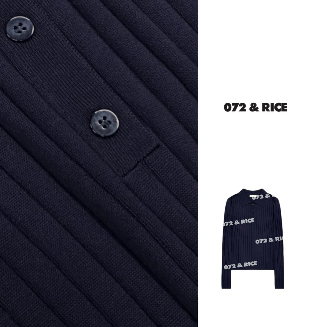 072 & RICE【爱琴海】莱赛尔+羊毛 秋季休闲翻领长袖针织衫 24SJ54