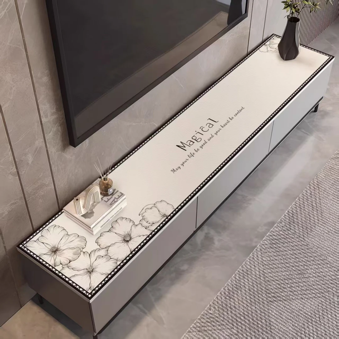 PVC电视柜垫耐刮耐磨桌垫防水防油边柜保护垫防滑不卷边长条鞋柜