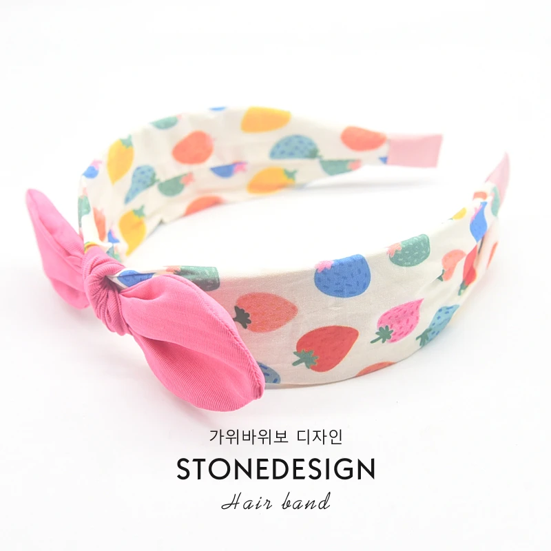 新款儿童蝴蝶结发箍公主水果草莓宽边头箍发卡女童兔耳朵压发发卡