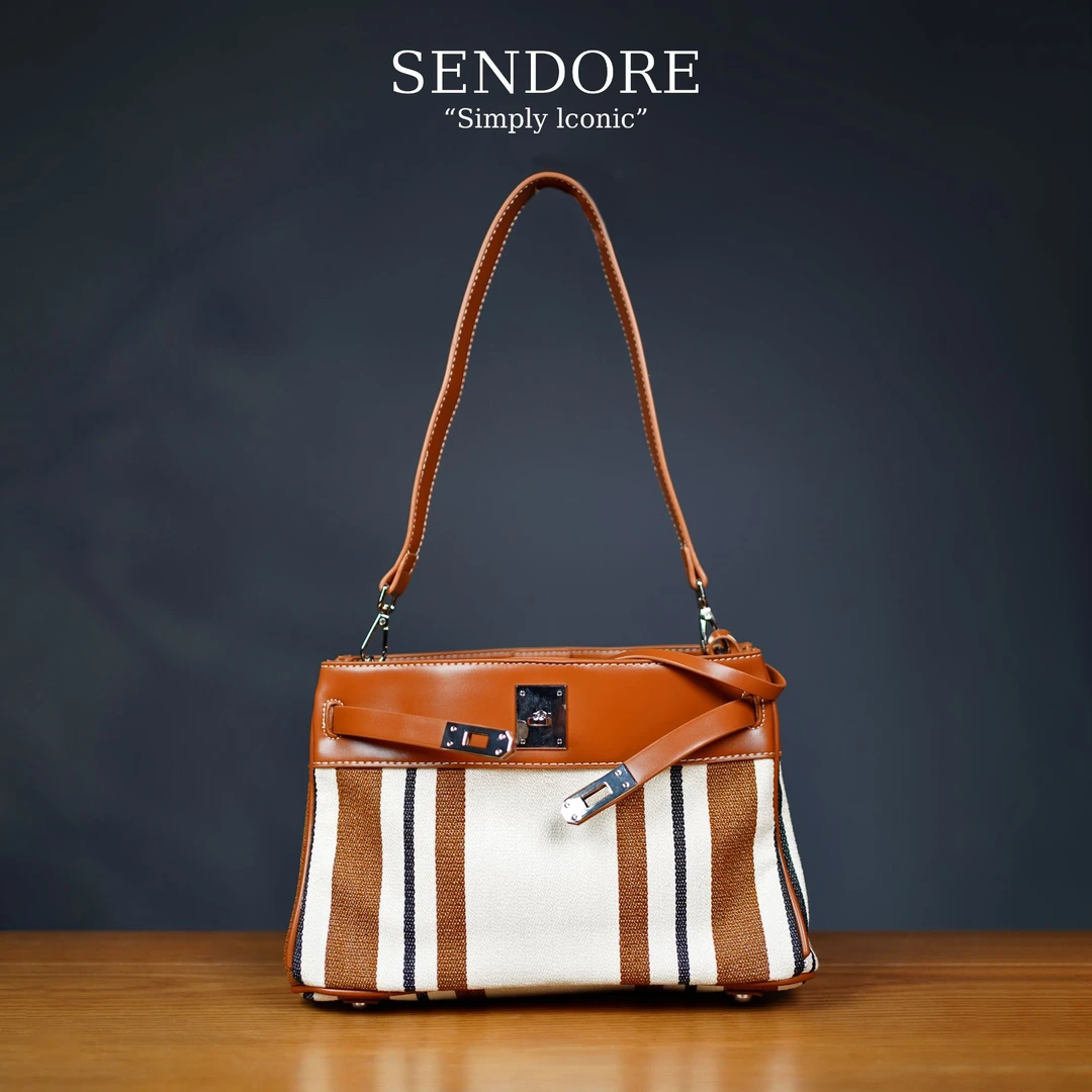 SENDORE 森岛/单肩包 手工帆布双根斜挎包复古条纹单肩斜挎包