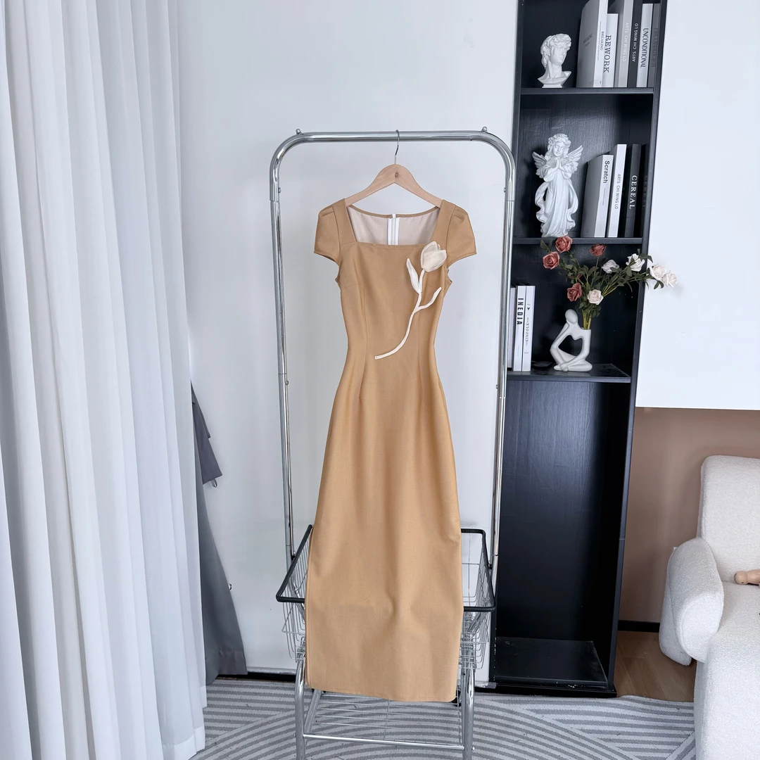 拉夏贝尔25夏季新款法式复古时尚气质轻熟高级感连衣裙 10575 SCK