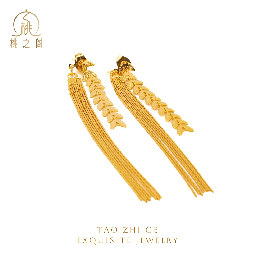 铜合金耳饰 麦穗流苏耳线两种戴法AE1016