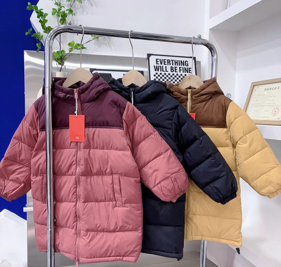 【TNF连帽中长款羽绒服】儿童休闲运动冬季保暖连帽中长羽绒服外套