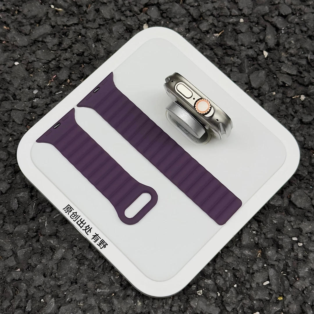 拼色硅胶磁吸扣适用Applewatch苹果手表S11/Ultra1/2/3/S10/9表带