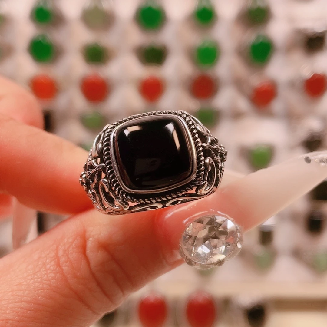 玛瑙/玉髓银S925镶嵌戒指