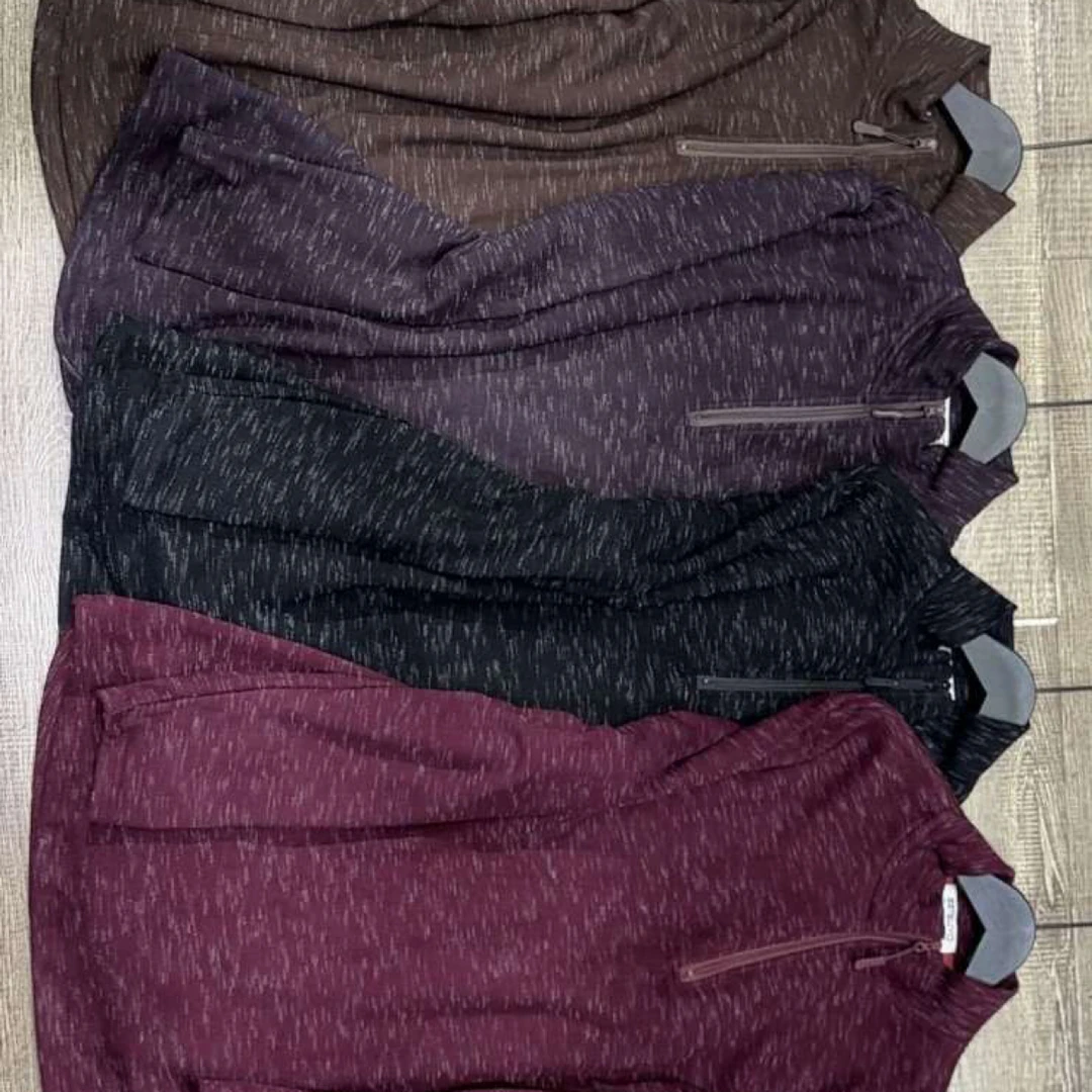 拉链刺绣落肩袖厚款中长款打底衫上衣保暖户外加绒