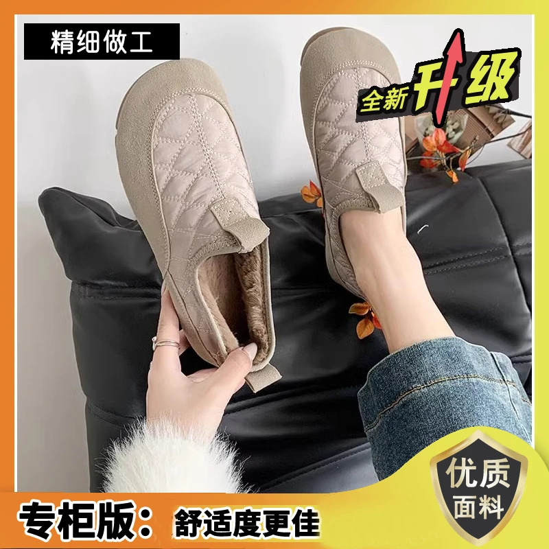 雪地靴休闲风棉鞋冬季低帮女鞋休闲棉靴/毛靴纯色